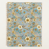 Blauwgroen en Cream Bloemen Chiyogami Planner (Voorkant)