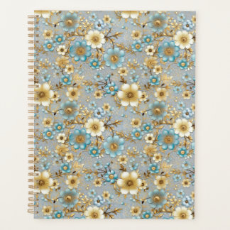 Blauwgroen en Cream Bloemen Chiyogami Planner