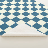 Blauwgroen en Cream Checkerboard Sherpa Blanket Deken (3/4)