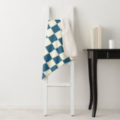 Blauwgroen en Cream Checkerboard Sherpa Blanket Deken (In situ)