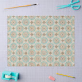 Blauwgroen en Cream Circles op Tan-decoupage Tissuepapier (Craft)