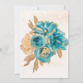 Blauwgroen en Creamy Gold Floral Wedding Shower no (Achterkant)