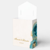 Blauwgroen en Creamy Gold Florals Wedding Bedankdoosjes (Geopend)