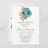 Blauwgroen en Creamy Gold Rozen Bachelorette Party Kaart (Voorkant / Achterkant)