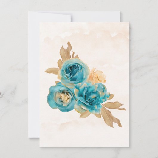 Blauwgroen en Creamy Gold Rozen Bachelorette Party Kaart (Achterkant)