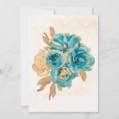 Blauwgroen en Creamy Gold Rozen Engagement Party Kaart (Achterkant)