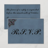 Blauwgroen en crimineel metallisch huwelijk RSVP kaartje (Voorkant / Achterkant)