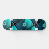 Blauwgroen en diamanten persoonlijk skateboard (Horizontaal)