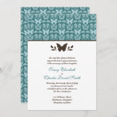 Blauwgroen en donkere bruine vlinderuitingen kaart (Voorkant / Achterkant)