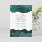 Blauwgroen en Faux Gold Foil Agate Shower per mail Kaart (Staand voorkant)
