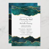 Blauwgroen en Faux Gold Foil Agate Shower per mail Kaart (Voorkant / Achterkant)