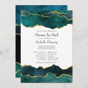 Blauwgroen en Faux Gold Foil Agate Shower per mail Kaart