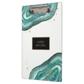 Blauwgroen en Faux Gold Geode Klembord (Links)