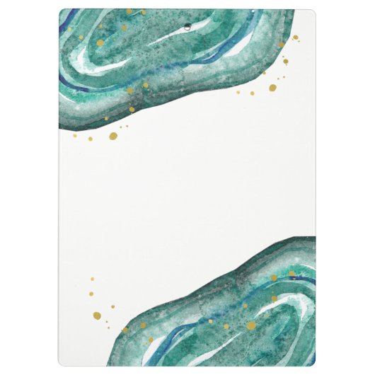 Blauwgroen en Faux Gold Geode Klembord (Achterkant)