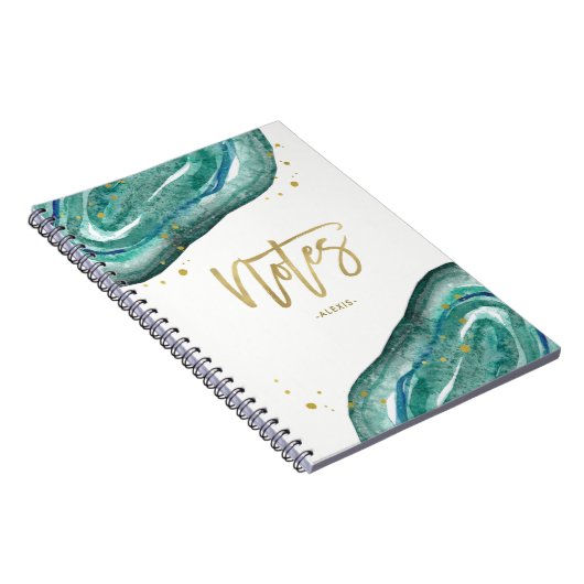 Blauwgroen en Faux Gold Geode | Toelichting Notitieboek (Rechterzijde)