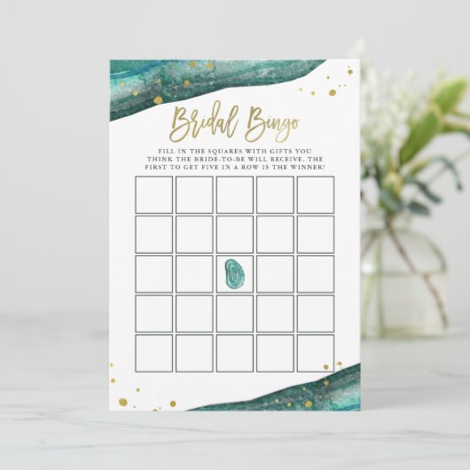 Blauwgroen en Faux Gold Geode Vrijgezellenfeest Bi Kaart (Staand voorkant)