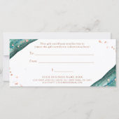 Blauwgroen en Faux Roos Gold Geode | Cadeaubon (Achterkant)