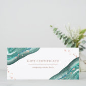 Blauwgroen en Faux Roos Gold Geode | Cadeaubon (Staand voorkant)