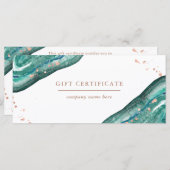 Blauwgroen en Faux Roos Gold Geode | Cadeaubon (Voorkant / Achterkant)