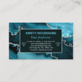 Blauwgroen en Faux Silver Glitter Marble Agate Visitekaartje (Achterkant)