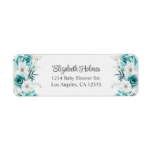 Blauwgroen en gebroken wit Wildflower Baby shower