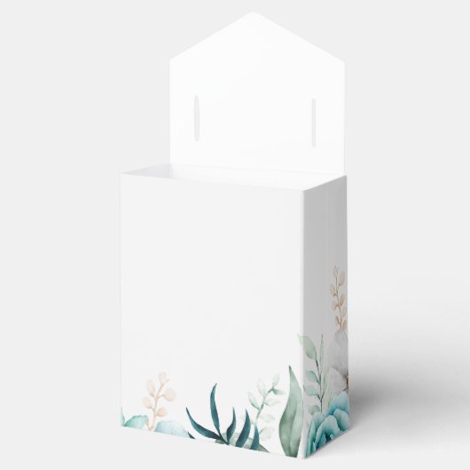 Blauwgroen en gebroken wit Wildflower Bruiloft Bedankdoosjes (Geopend)