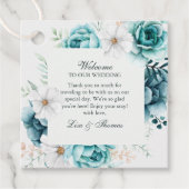 Blauwgroen en gebroken wit Wildflower Bruiloft Bedankjes Labels (Voorkant)