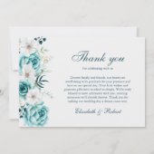Blauwgroen en gebroken wit Wildflower Bruiloft Bedankkaart (Achterkant)