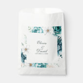 Blauwgroen en gebroken wit Wildflower Bruiloft Bedankzakje (Voorkant)