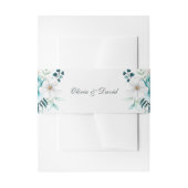 Blauwgroen en gebroken wit Wildflower Bruiloft Uitnodigingen Wikkel (Voorkant Voorbeeld)