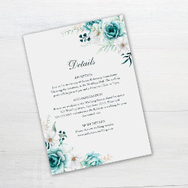 Blauwgroen en gebroken witte Wildflower Details Ka Kaart