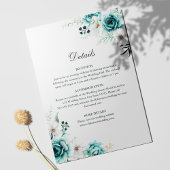 Blauwgroen en gebroken witte Wildflower Details Ka Kaart