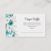 Blauwgroen en gebroken witte Wildflower Luierloof Informatiekaartje (Voorkant)