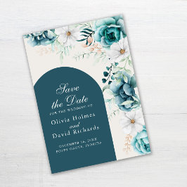 Blauwgroen en gebroken witte Wildflower Save the D Save The Date