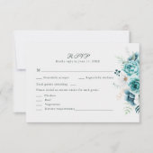 Blauwgroen en gebroken witte Wildflowers Bruiloft  Bedankkaart (Voorkant)