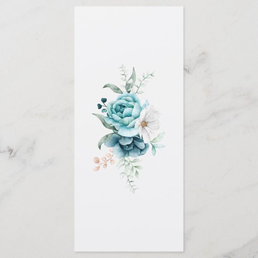 Blauwgroen en gebroken witte Wildflowers Bruiloft  Menu