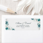 Blauwgroen en gebroken witte Wildflowers Retouradr Etiket (Insitu)