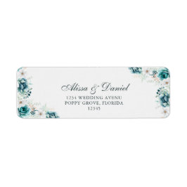 Blauwgroen en gebroken witte Wildflowers Retouradr Etiket