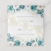 Blauwgroen en gebroken witte Wildflowers Wedding P Plaatskaartje (Buitenkant ongevouwen)