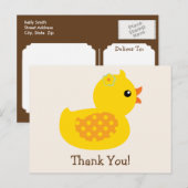 Blauwgroen en geel eendje, eend; dank je briefkaart (Voorkant / Achterkant)