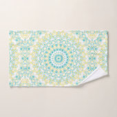 Blauwgroen en geel geometrisch mandala patroon bad handdoek (Handdoek)