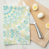 Blauwgroen en geel geometrisch mandala patroon theedoek (Quarter Fold)