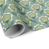 Blauwgroen en geel patroonpatroon cadeaupapier (Rol Hoek)