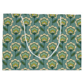 Blauwgroen en geel patroonpatroon groot cadeauzakje (Achterkant)