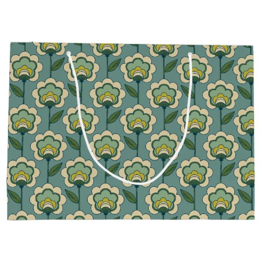 Blauwgroen en geel patroonpatroon groot cadeauzakje (Achterkant)