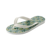 Blauwgroen en geel patroonpatroon kinder teenslippers (Schuin)