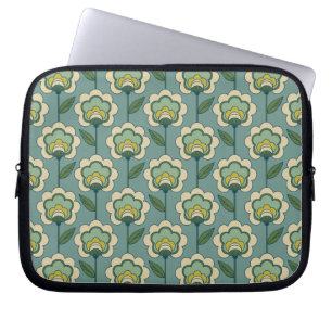 Blauwgroen en geel patroonpatroon laptop sleeve