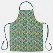 Blauwgroen en geel patroonpatroon schort (Voorkant)