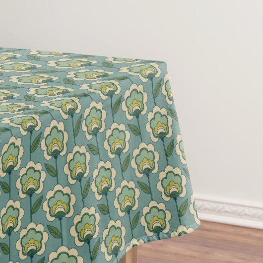 Blauwgroen en geel patroonpatroon tafelkleed (Voorbeeld)