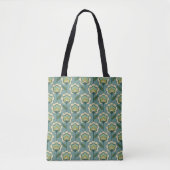 Blauwgroen en geel patroonpatroon tote bag (Voorkant)